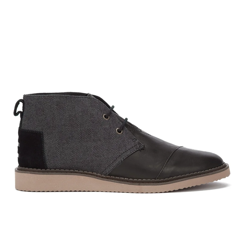 TOMS Men's Mateo Leather/Herringbone Chukka Boots - Black Image 1