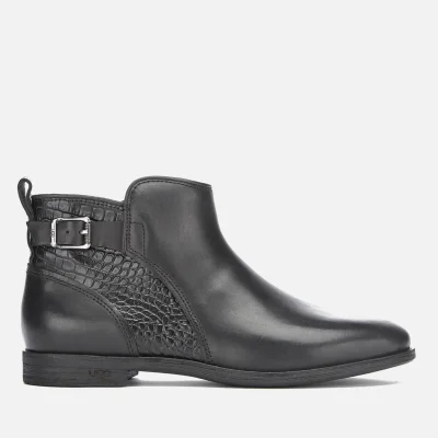 UGG Women's Demi Croc Leather Flat Ankle Boots - Black