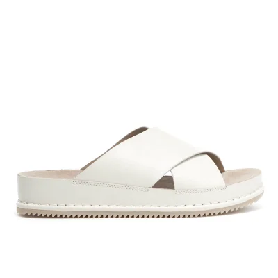 Clarks Women's Alderlake Lily Leather Double Strap Slide Sandals - White