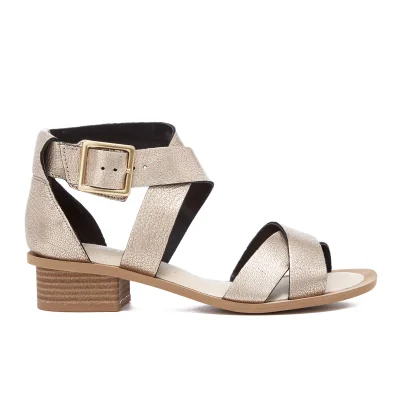 Clarks Women's Sandcastle Ray Leather Strappy Sandals - Champagne Metallic