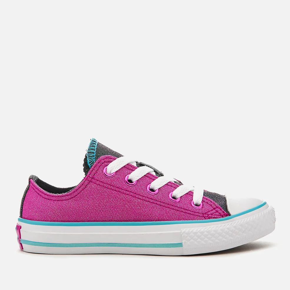 Converse Kids' Chuck Taylor All Star Double Tongue Ox Trainers - Magenta Glow Image 1