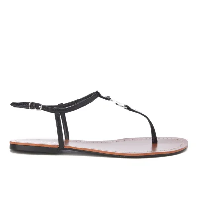 Lauren Ralph Lauren Women's Aimon T-Bar Croc Flat Sandals - Black