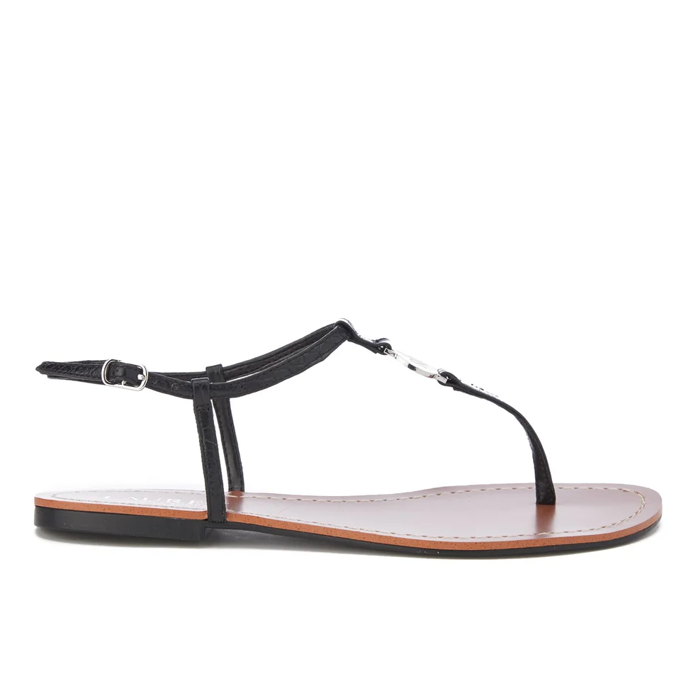 Lauren Ralph Lauren Women's Aimon T-Bar Croc Flat Sandals - Black Image 1