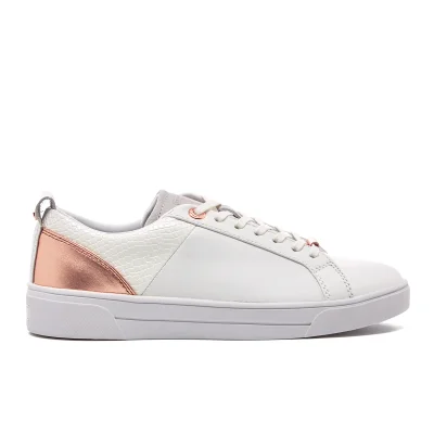 Ted Baker Women's Kulei Leather Cupsole Trainers - White/Rose Gold