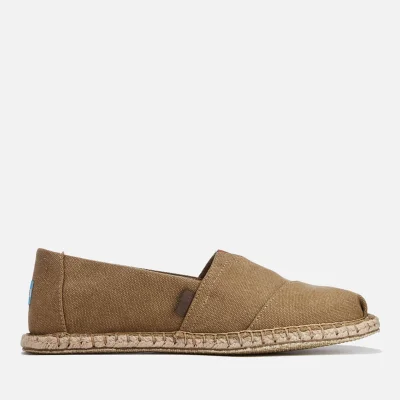TOMS Men's Seasonal Classics Washed Canvas Espadrille Slip-On Pumps - Toffee Washed Canvas/Blanket Stitch