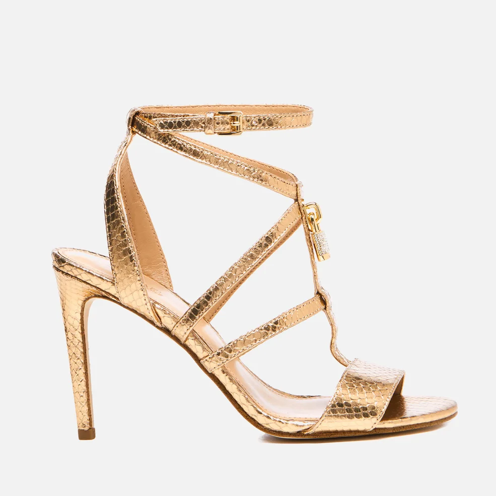 MICHAEL MICHAEL KORS Women's Antoinette Leather Metallic Heeled Sandals - Pale Gold Image 1
