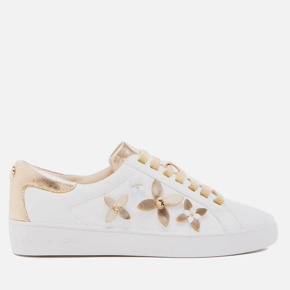MICHAEL MICHAEL KORS Women's Lola Flower Leather Trainers - Optic White/Pale Gold Image 1
