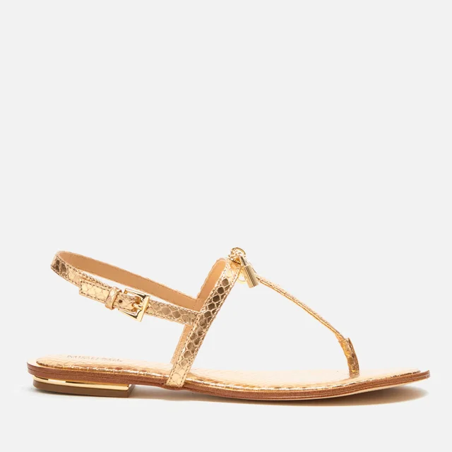 MICHAEL MICHAEL KORS Women's Suki Leather Flat Sandals - Pale Gold