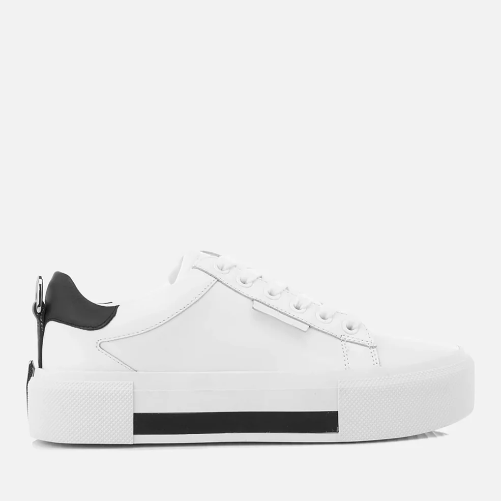 Kendall + Kylie Women's Tyler Leather Flatform Trainers - White/Black Image 1