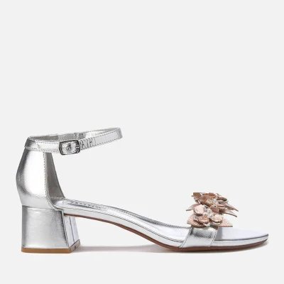 Dune Women's Mae Leather Blocked Heeled Sandals - Silver