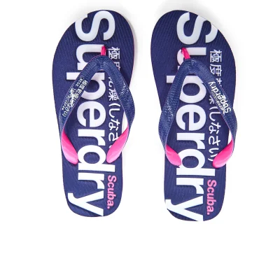 Superdry Women's Scuba Flip Flops - French Navy/Fluro Pink/Optic