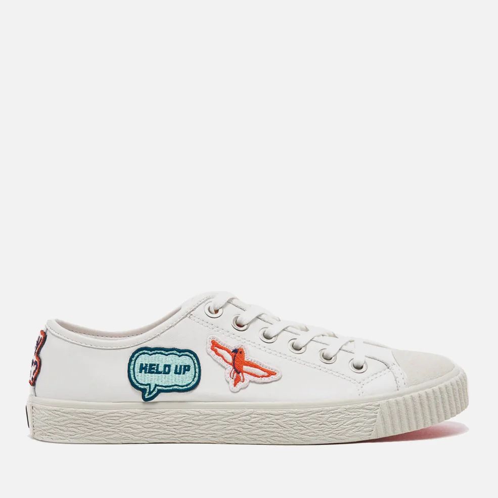 PS by Paul Smith Women's Inna Vulcanised Embroidered Motif Trainers - White Badges Mono Lux Image 1