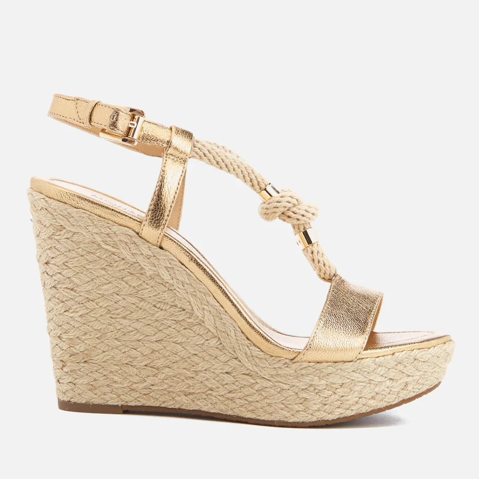 MICHAEL MICHAEL KORS Women's Holly Rope Strap Wedged Sandals - Pale Gold Image 1