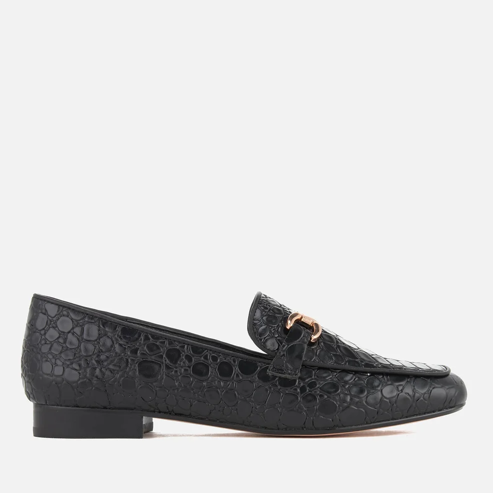 Dune Women's Lolla Leather Loafers - Black Croc Image 1