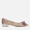 Dune Women's Bow Bela Velvet Pointed Flat Shoes - Mink - Image 1