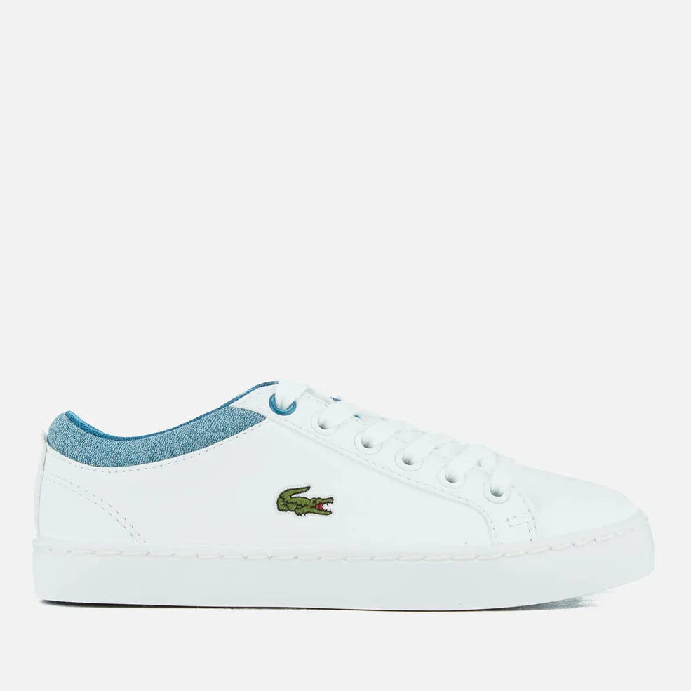 Lacoste Kids' Straightset Lace 317 1 Trainers - White/Blue Image 1