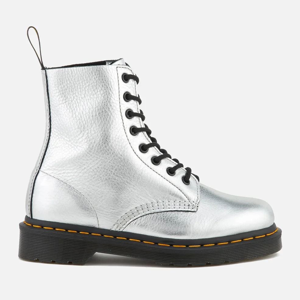 Dr. Martens Women's Pascal Metallic Leather 8-Eye Lace Up Boots - Silver Image 1