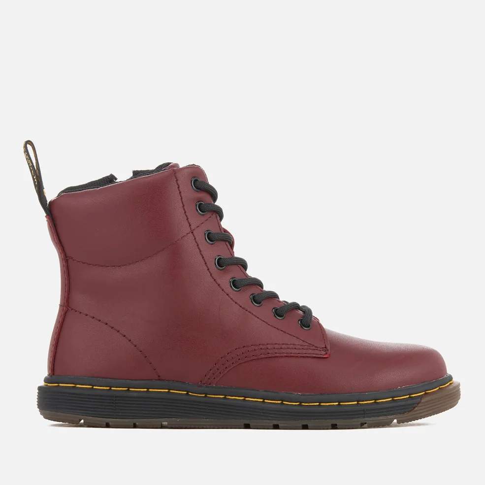 Dr. Martens Kids' Lite Malky Leather 8-Eye Lace Up Boots - Cherry Red Image 1