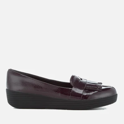 FitFlop Women's Fringey Sneakerloafer Patent Leather Flats - Deep Plum