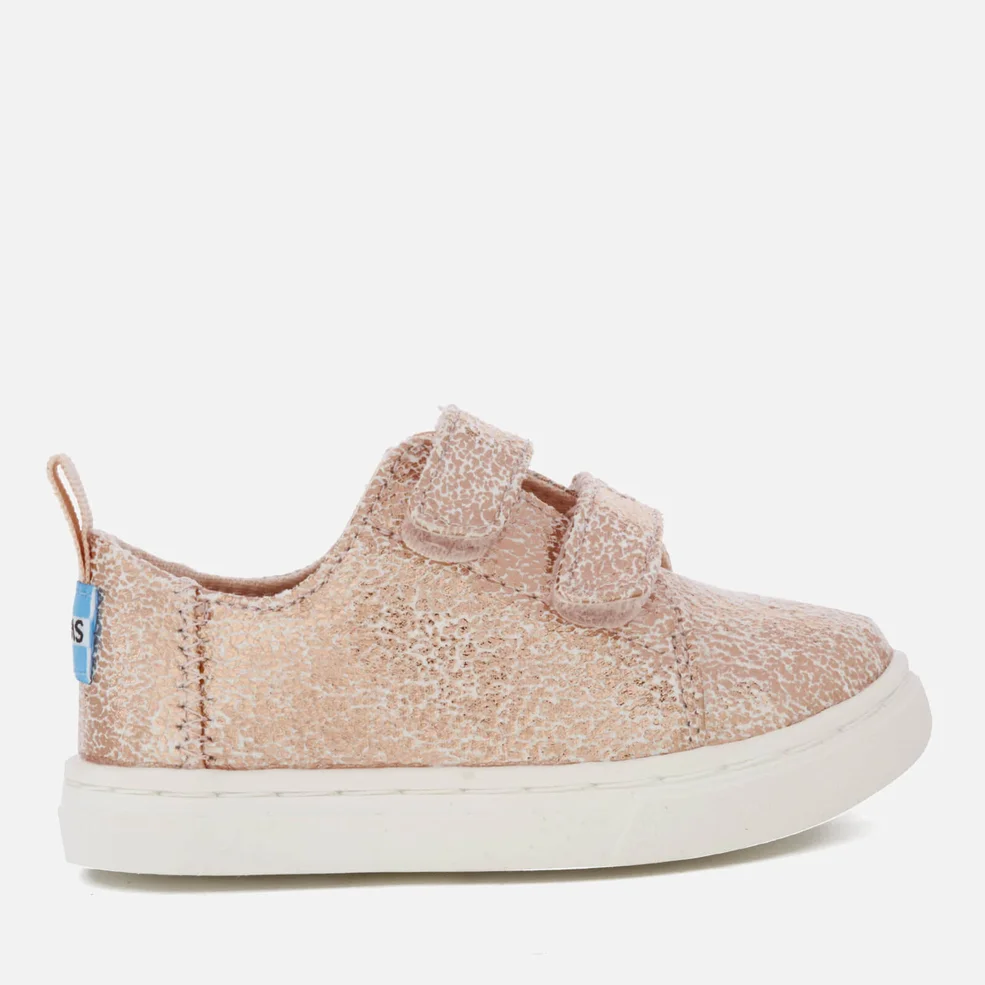 TOMS Toddlers' Lenny Double Velcro Trainers - Rose Gold Crackle Foil Image 1