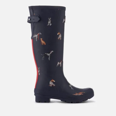 Joules Women's Adjusta Adjustable Gusset Printed Wellies - French Navy Cosy Dogs