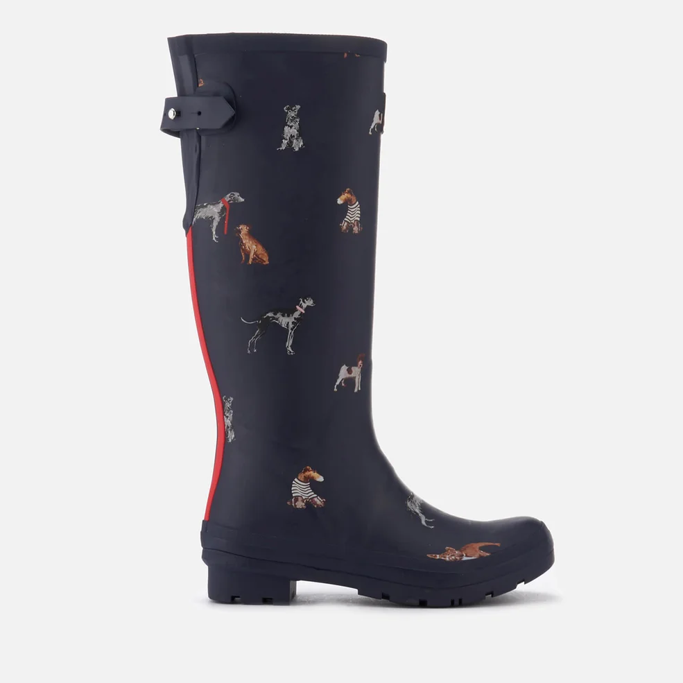 Joules Women's Adjusta Adjustable Gusset Printed Wellies - French Navy Cosy Dogs Image 1