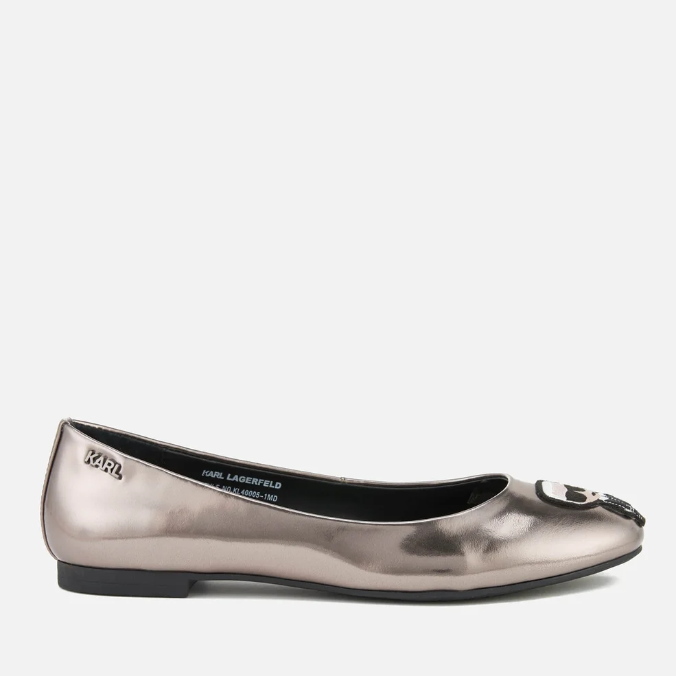 Karl Lagerfeld Women's Leather Klara Ikonic Ballet Flats - Dark Silver Mirror Image 1