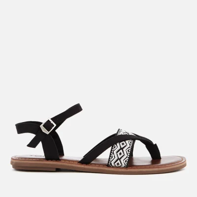 TOMS Women's Lexie Strappy Sandals - Black Canvas/Embroidery