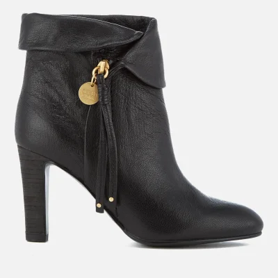 See By Chloé Women's Leather Fold Over Heeled Ankle Boots - Nero