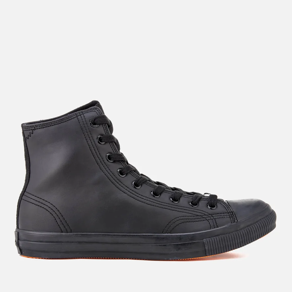 Superdry Men's Trophy Series Leather Like Hi-Top Trainers - Black Mono Image 1