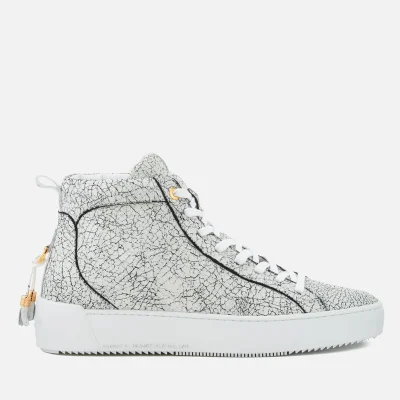Android Homme Men's Alfa Cracked Leather Mid Top Trainers - White