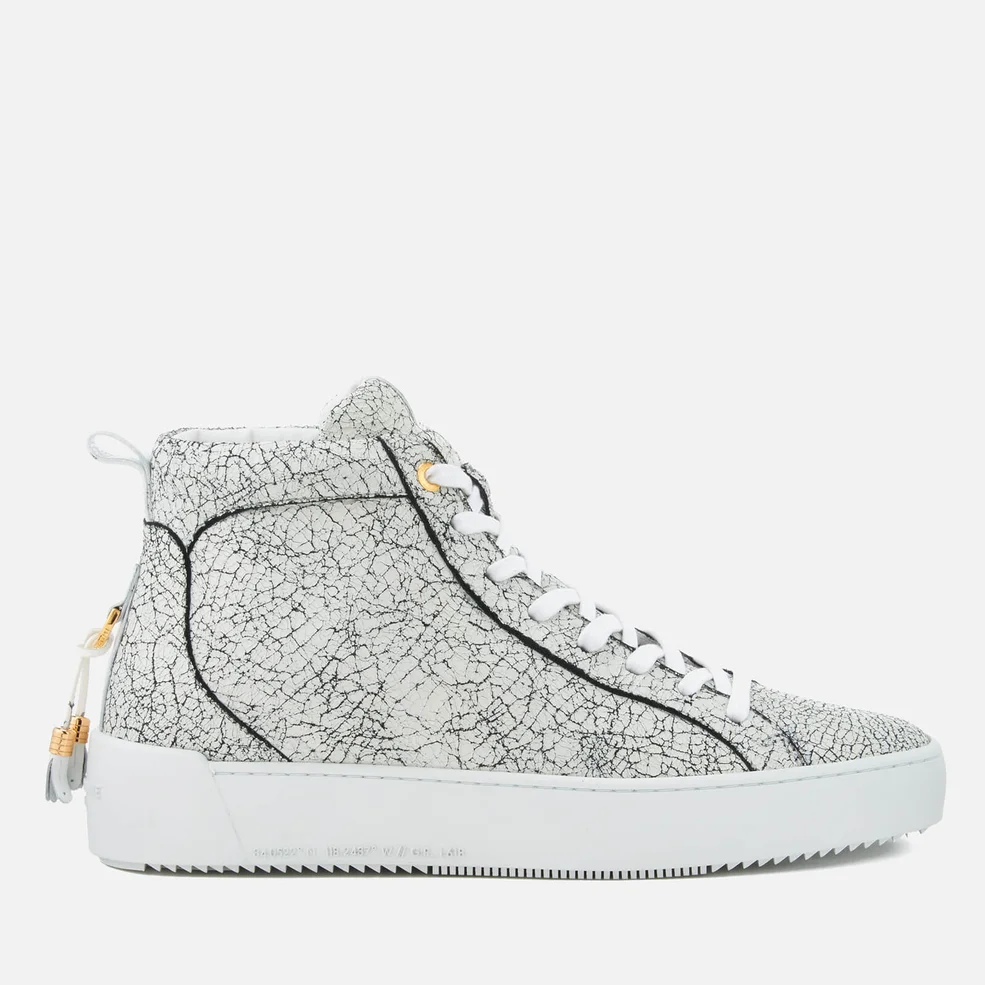 Android Homme Men's Alfa Cracked Leather Mid Top Trainers - White Image 1