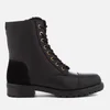 UGG Women's Kilmer Exposed Fur Leather Lace Up Boots - Black - Image 1