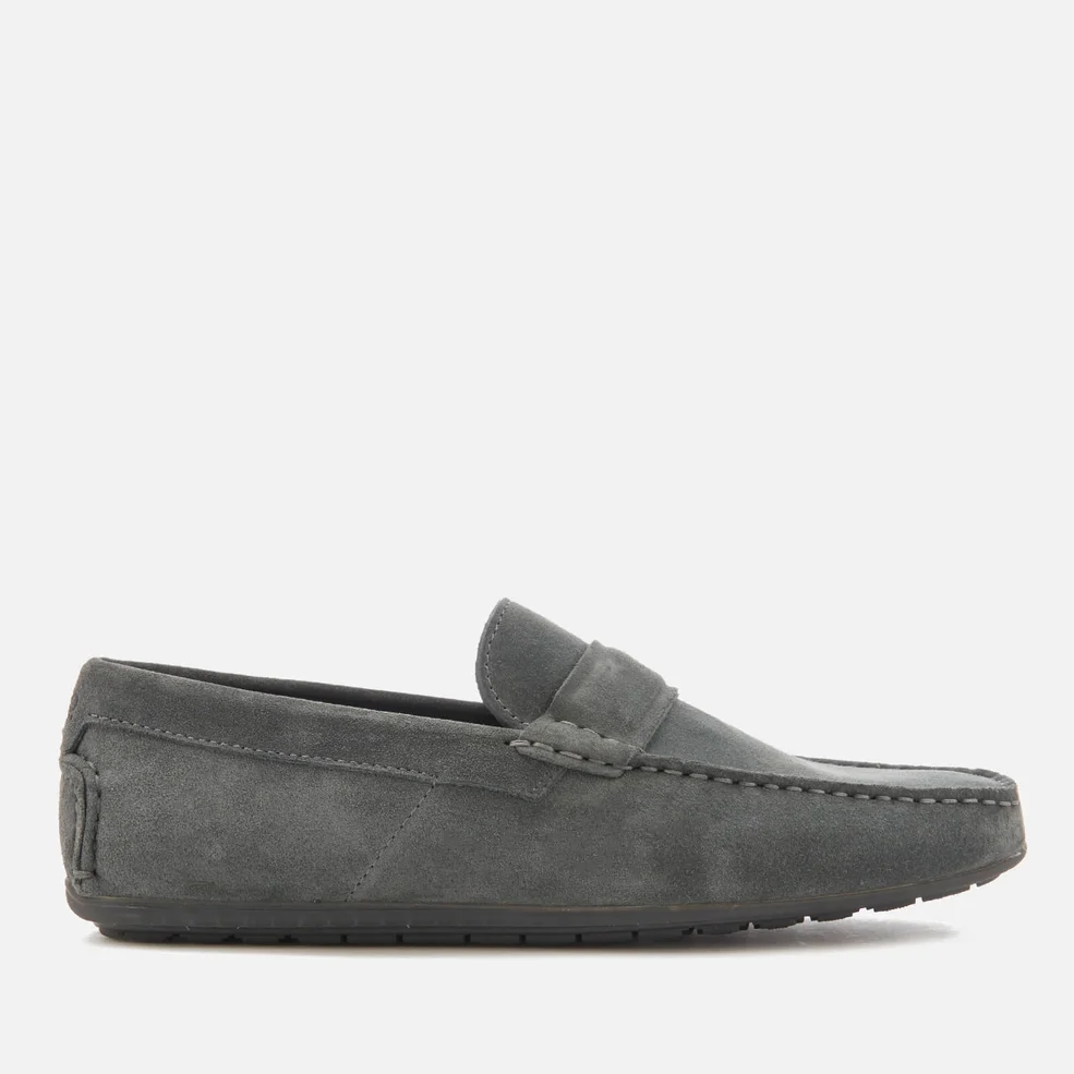 HUGO Men's Travelling Dandy Suede Moccasin Shoes - Dark Grey Image 1
