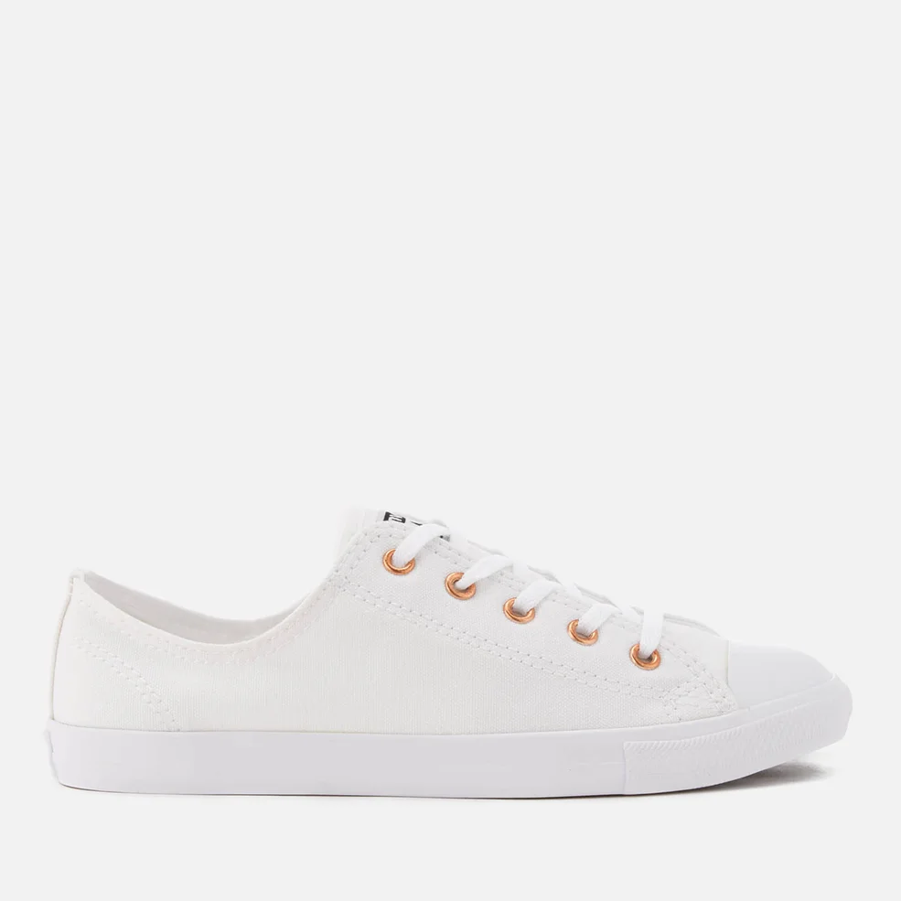 Converse Women's Chuck Taylor All Star Dainty Ox Trainers - White/White/Gold Image 1
