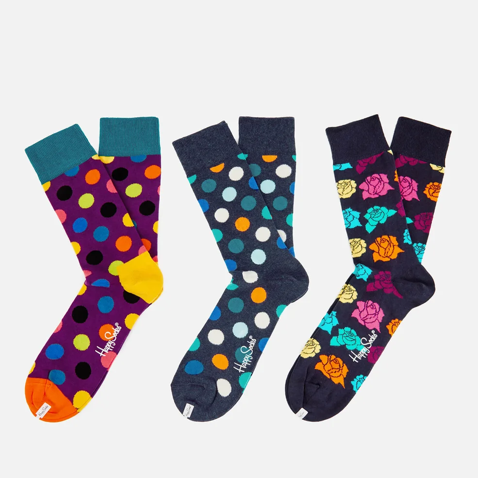Happy Socks Mens Dots 3 Pack Socks - Multi - UK 7.5-11.5 Image 1