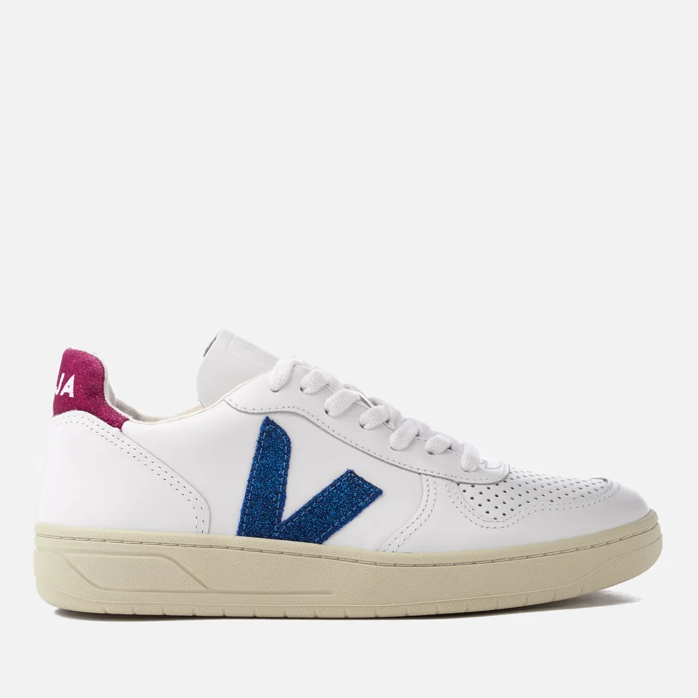 Veja Women's V-10 Leather Trainers - Extra White Neon Magenta Image 1