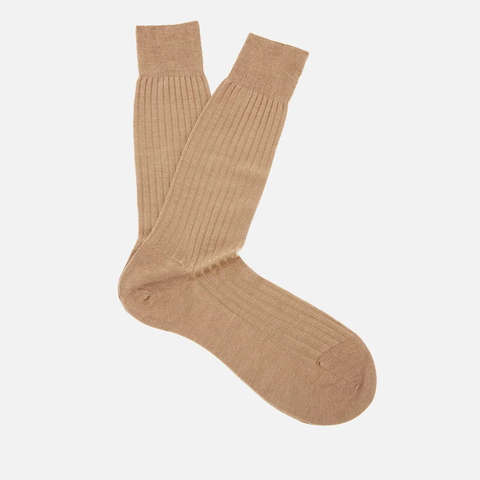 Pantherella Men's Labernum Merino Rib Socks - Dark Camel Image 1