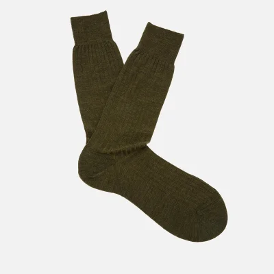 Pantherella Men's Labernum Merino Rib Socks - Dark Olive Mix