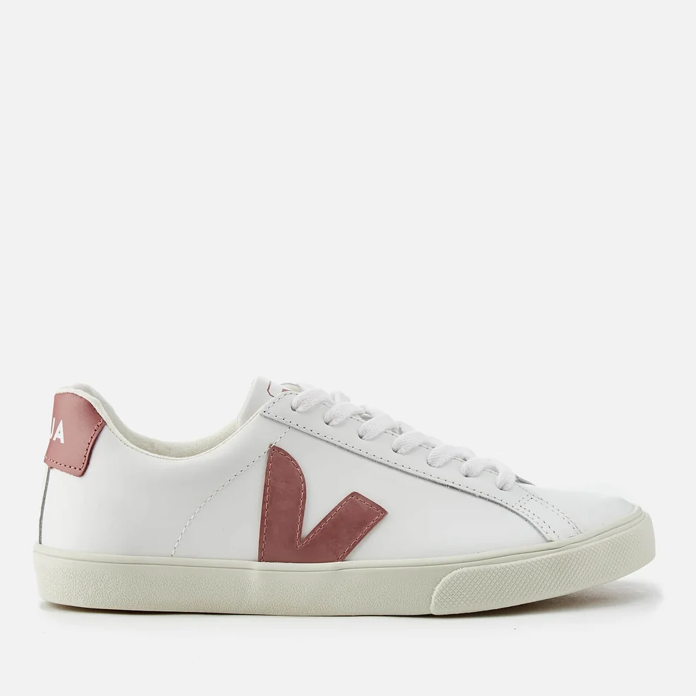 Veja Women's Esplar Leather Low Trainers - Extra White/Dried Petal Image 1