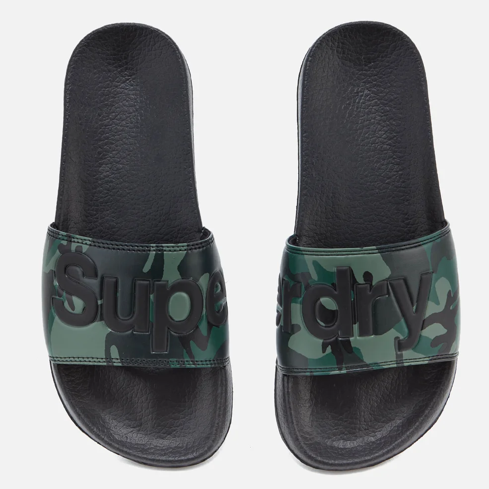 Superdry Men's Pool Slide Sandals - Black/Camo Image 1