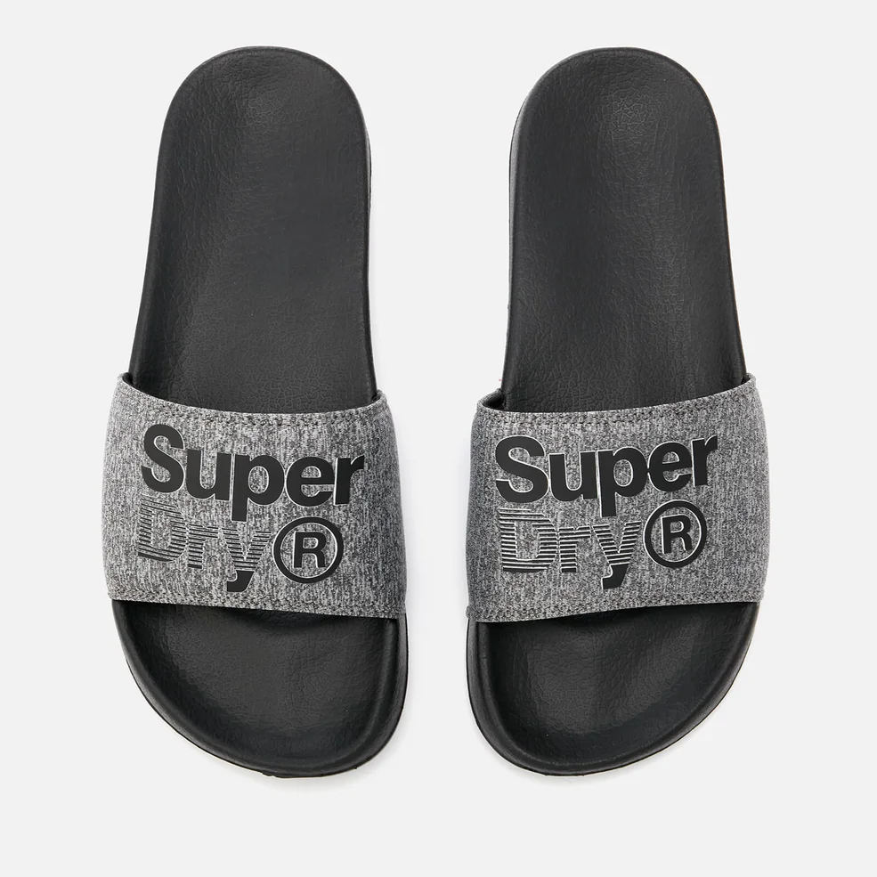 Superdry Men's Superdry Lineman Pool Slide Sandals - Black/Grey Grit Image 1