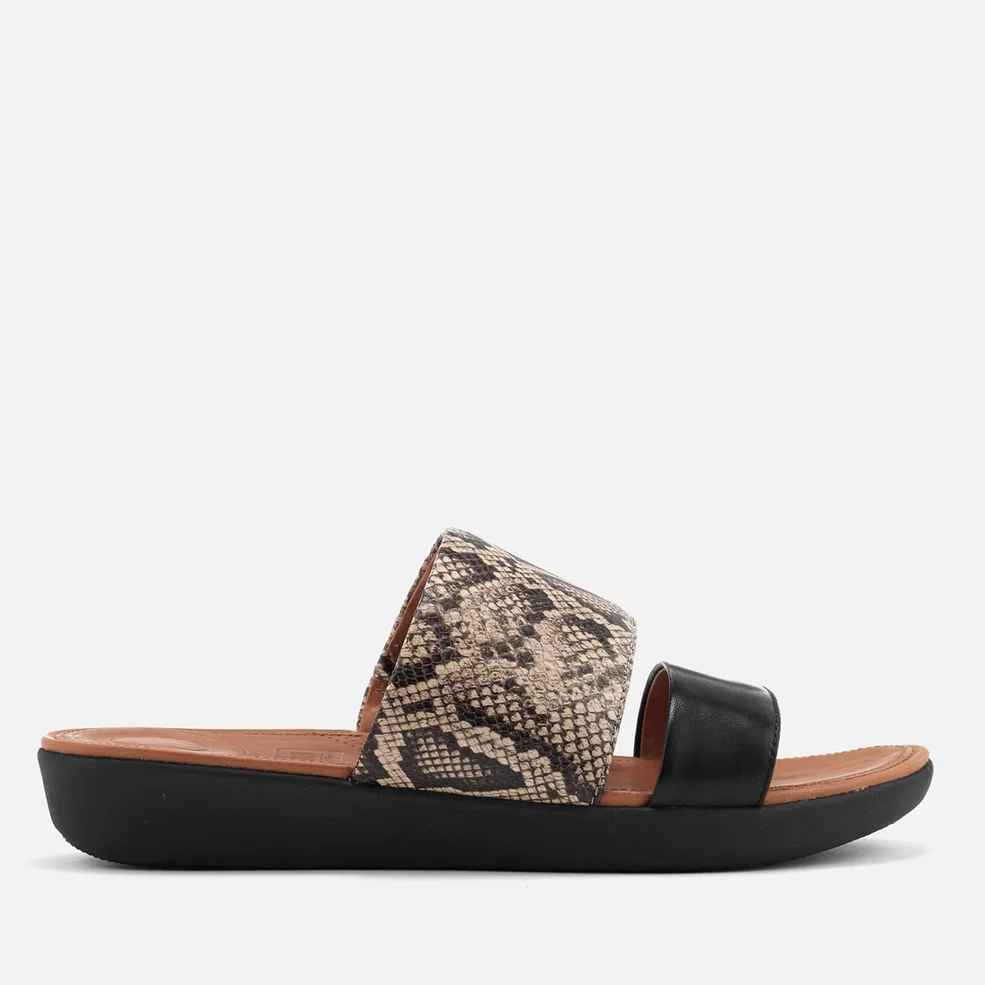 FitFlop Women's Delta Leather Slide Sandals - Taupe Snake/Black Image 1