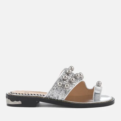 Toga Pulla Women's Glitter Double Strap Sandals - Silver