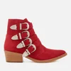 Toga Pulla Women's Buckle Side Suede Heeled Ankle Boots - Red/Natural Sole - Image 1