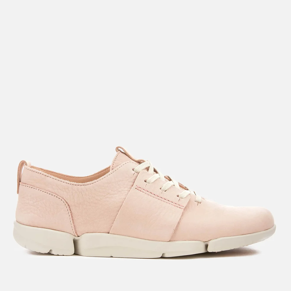 Clarks Women's Tri Caitlin Leather Trainers - Nude Pink Nubuck Image 1