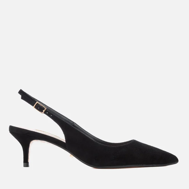 Dune Women's Casandra Suede Kitten Heeled Court Shoes - Black