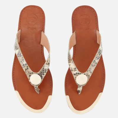Dune Women's Lagos Leather Toe Post Sandals - Natural Reptile