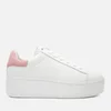 Ash Women's Cult Cracked Leather Flatform Trainers - White/Pink - Image 1