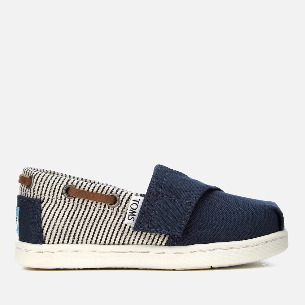 TOMS Toddlers' Biminis Canvas Slip-On Pumps - Navy/Stripes Image 1